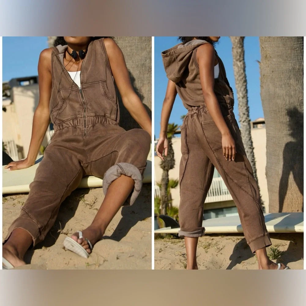 NWOT Free People FP Movement Set Go Onesie - hickory brown - large